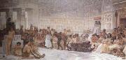 Alma-Tadema, Sir Lawrence Edwin Long,An Egyptian Feast (mk23) Spain oil painting reproduction